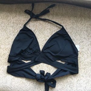 Black cross front bikini top